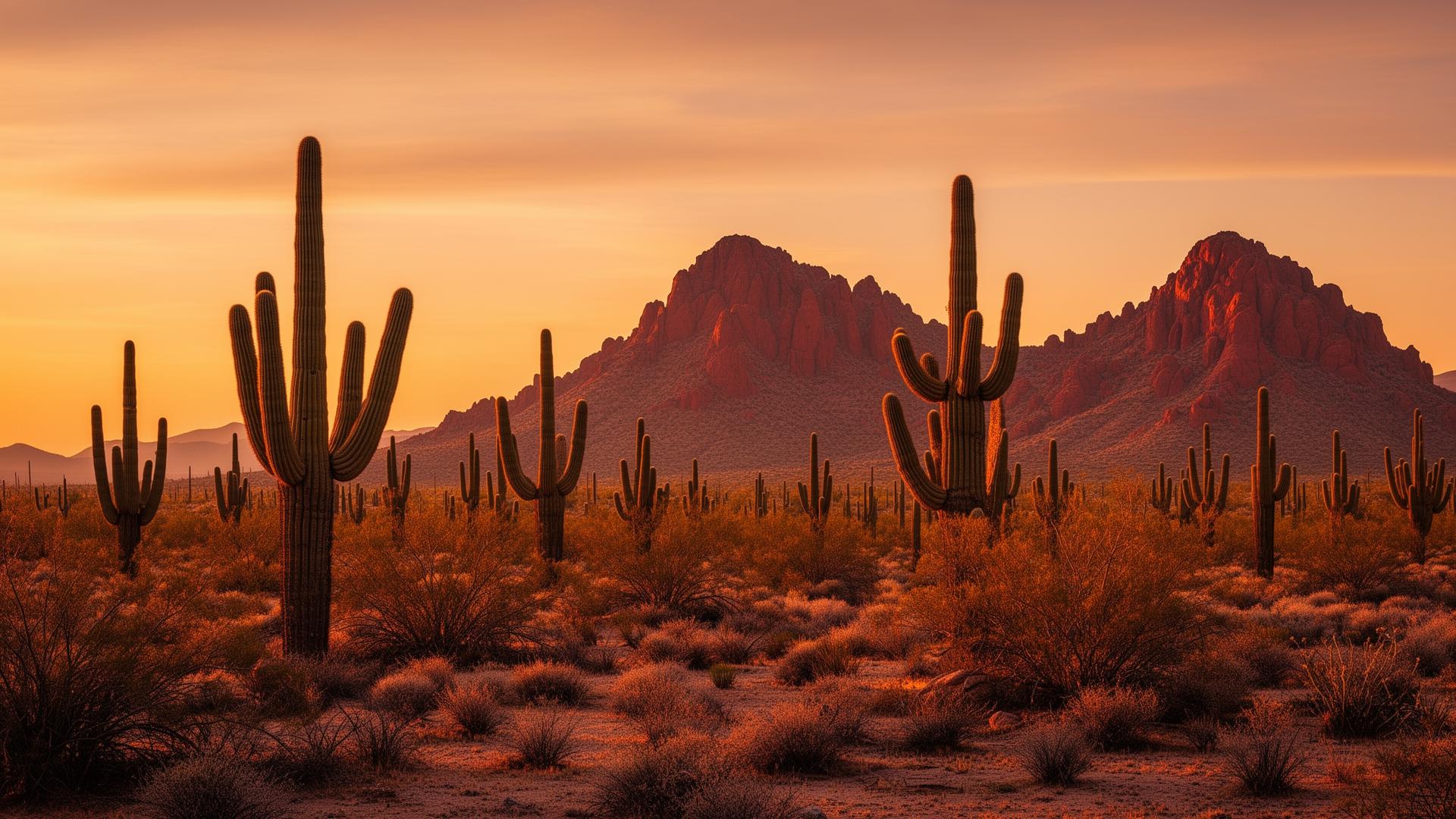 Sonoran desert at golden hour outside Scottsdale, Arizona